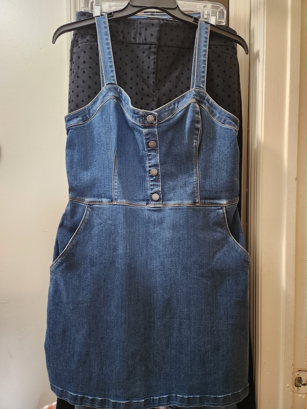 Hollister Blue Denim Overall Dress with Front Buttons